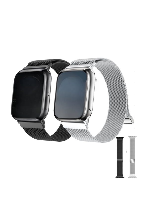 2Pack Milanese Loop for Apple Watch Band 40mm 41mm 38mm 44mm 45mm 49mm 42mm iwatch band Women Men,Stainless Steel Mesh Magnetic Strap for Apple watch Ultra/2 Series 9 8 7 6 5 4,SE 2nd Generation