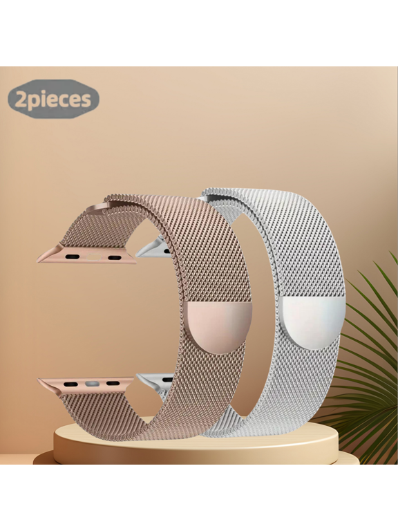 2Pack Milanese Loop for Apple Watch Band 40mm 41mm 38mm 44mm 45mm 49mm 42mm iwatch band Women Men,Stainless Steel Mesh Magnetic Strap for Apple watch Ultra/2 Series 9 8 7 6 5 4,SE 2nd Generation