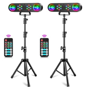 2Pack Mini DJ Lights with Stand, RGB Party Bar Light Set with Rotating Ball, Sound-Activated DJ Light for Disco Stage Gig Band Wedding
