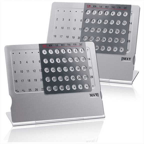 2Pack Mini Desk Calendar, -Aluminum Alloy Adjustable Small Standing Monthly Desktop Calendar