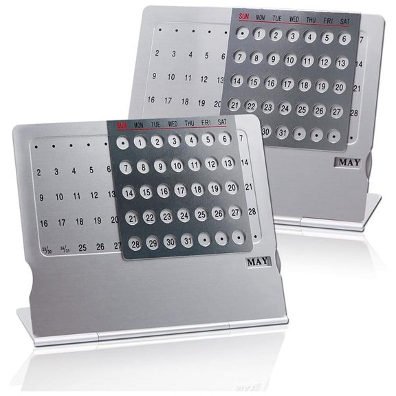 2Pack Mini Desk Calendar, -Aluminum Alloy Calendar, Adjustable Small Standing Monthly y20007