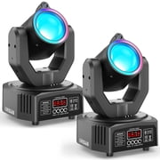2Pack Mini Moving Head Stage Lighting with RGBW LED String DMX 512 Beam DJ Light for Disco Club Party