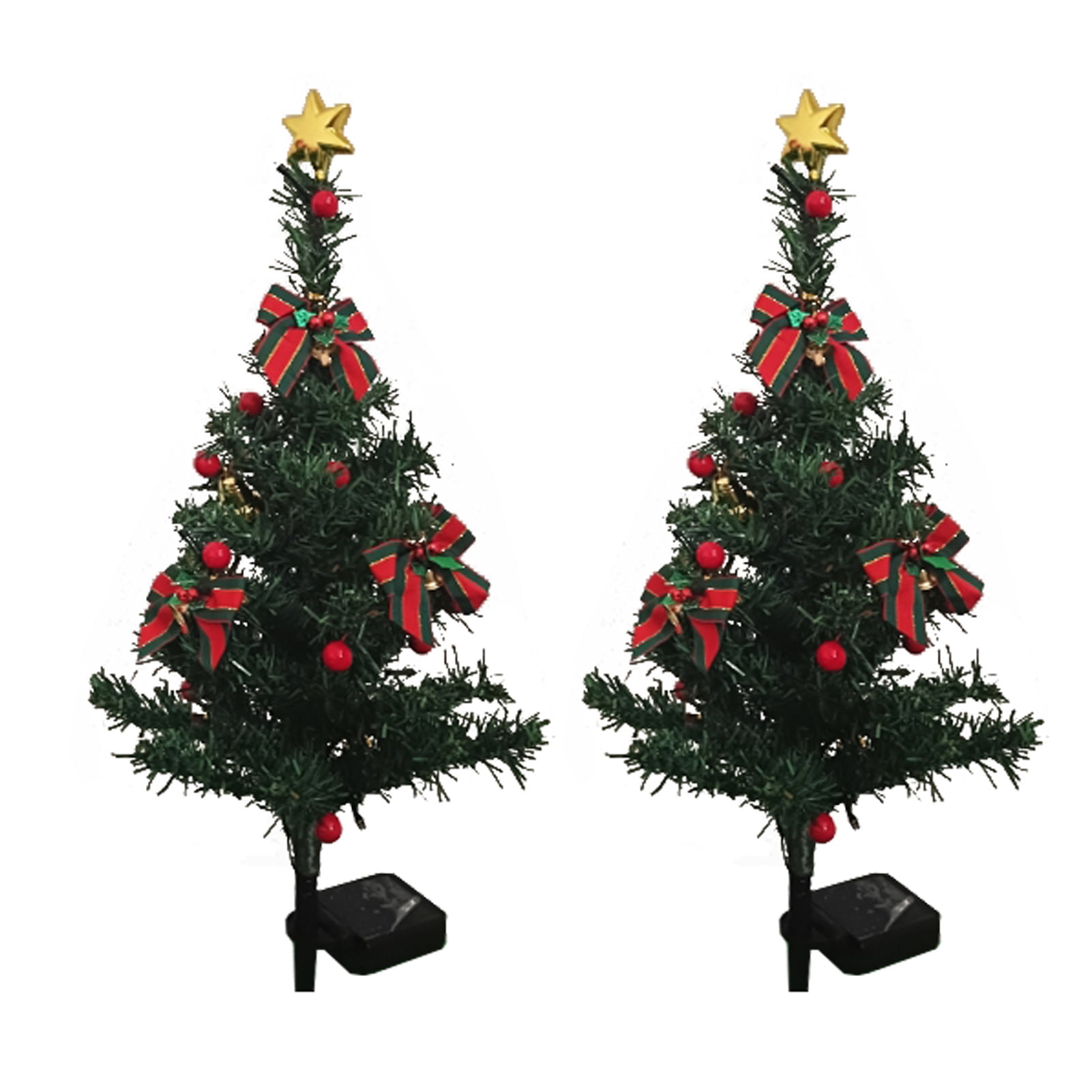 2Pack Mini Solar Christmas Tree Lights With 20LEDLights Bulbs for