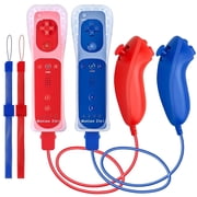 2Pack Motion Plus Wii Remote Controllers with Nunchucks,Wii Remote Controllers with Built in Motion Plus Compatible for Wii U ConsolesBlueRed [video game]