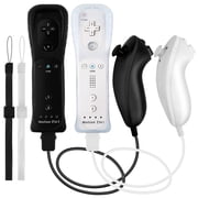 2Pack Motion Plus Wii Remote Controllers with Nunchucks,Wii Remote Controllers with Built in Motion Plus Compatible for Wii U ConsolesBlackwhite
