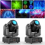 2Pack Moving Head DJ Light, RGBW 8-Pattern Sound-Activated Spotlight with Remote for Party Wedding Stage Show