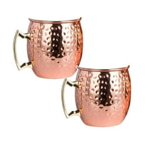 2Pack Mule Cup 304 Stainless Steel With Brass Plating Finish Smooth Body Cocktail Glass Elegant Drinking Mug Glass&Bottle Home Decor