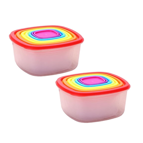 2Pack Multicolor Set 7Per Set Recyclable Food Storage Container Set Food Storage Container Set Durable Leakproof Airtight Lids For Meal Prep And Freshness Kitchen
