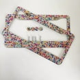 thumbnail image 1 of 2Pack Multicoloured Bling License Plate Frame for Women,2 Pack Stainless Steel Rhinestone License Plate Frames, 1 of 6