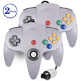 thumbnail image 1 of 2Pack N64 Controller, Luxmo Classic Retro Wired Controllers Gamepad Controller Joystick for N64 Console Video Games System(Gray), 1 of 7