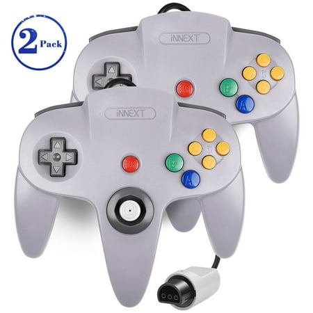 2Pack N64 Controller, Luxmo Classic Retro Wired Controllers Gamepad Controller Joystick for N64 Console Video Games System(Gray)
