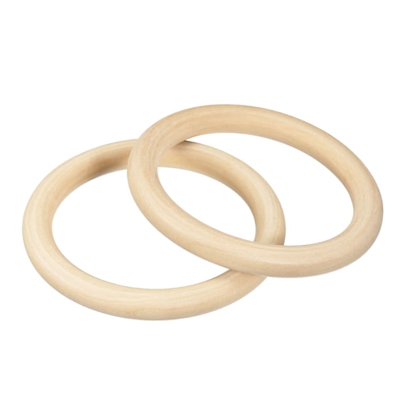 2Pack Natural Wood Rings, 125mm/4.9inch Unfinished Smooth Circles (15mm Thick)