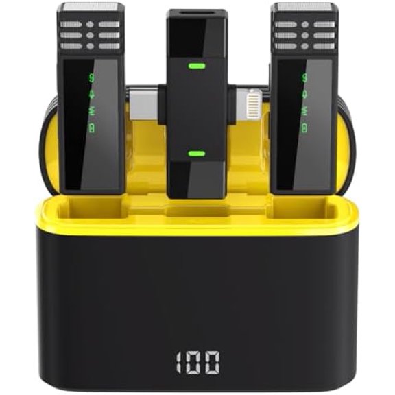 2Pack Noise-canceling Wireless Lavalier Microphone, Bluetooth 5.2 Audio Wireless Microphone for Live Broadcasting, Video Shooting, Recording Scene, Audio & Video for iPhone 8-15, for Samsung Android