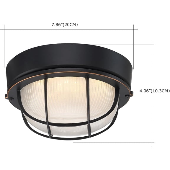 2Pack Oil Rubbed Bronze 8" Nautical Outdoor Light Fixture - Round Bulkhead LED Light 3000K, 1500LM, 15W Oil Rubbed Bronze Nautical Bulkhead Sauna & Dock Light for House