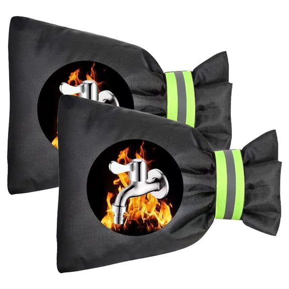 2Pack Outdoor Faucet Covers for Winter - Pro 6.7" W x 8.3" H Outdoor Water Faucet Cover Socks for Winter Freeze Protection Pipe Insulation Reusable Waterproof Insulated Spigot backflow Cover,Black