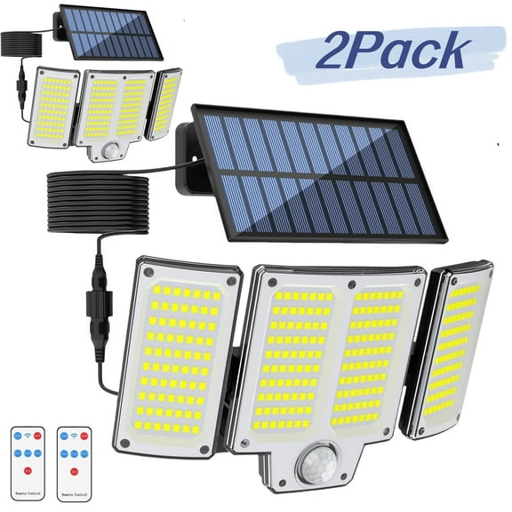 2Pack Outdoor Solar Light with Motion Sensor, 280 LED Solar Outdoor Light, IP65 Waterproof, 3 Modes, 270 Beam Angle, Solar Outdoor Spotlight for Garden, Garage