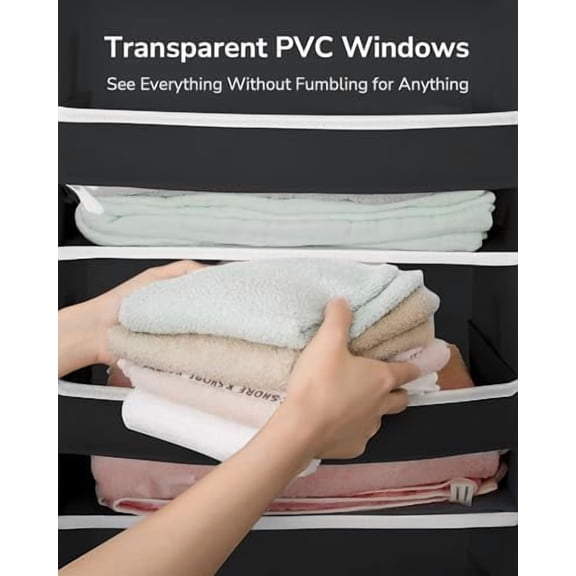 2Pack-Over The Door Organizer with 6 Large Pockets 12 Side Pockets, 50lbs Weight Capacity Door Hanging Organizer Black