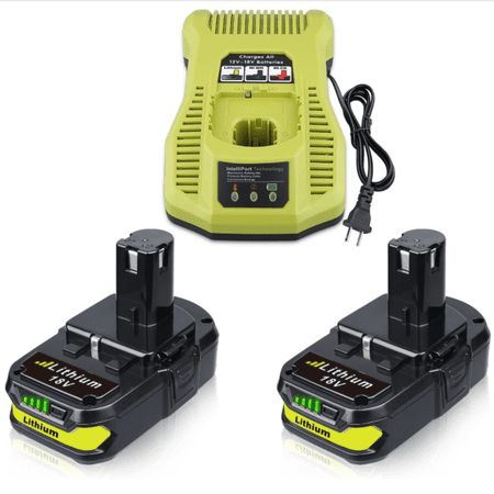2Pack P102 3.6Ah Replacement Battery 18V Lithium & P117 Charger , Ryobi Lithium 18V P108 P104 Tools and Charger with 260051002 P118