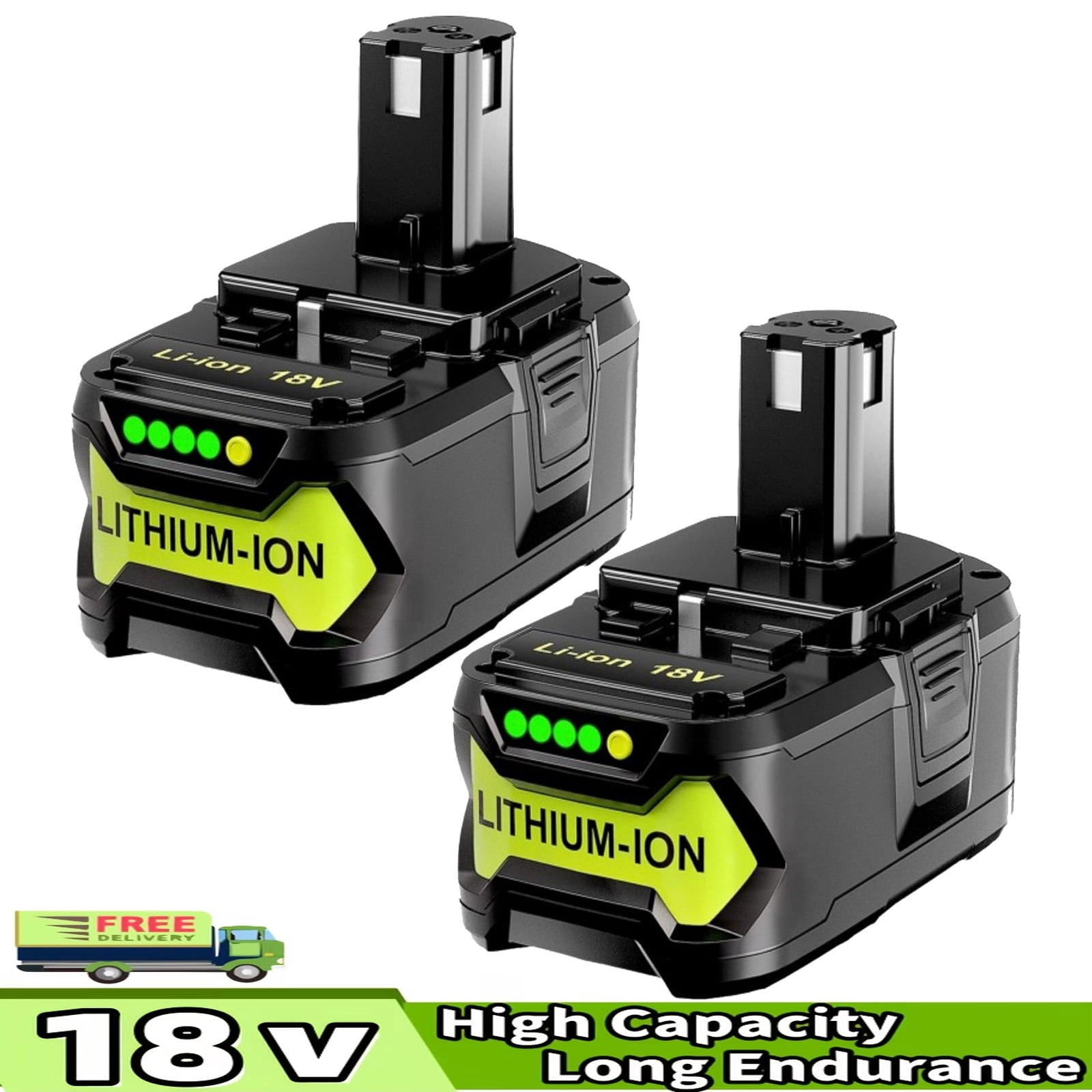 2-Pack 8000mAh Replacement for Ryobi 18V Battery P108 Lithium ion ONE + 18-Volt Batteries P104 P105 P102 P103 P122 P109