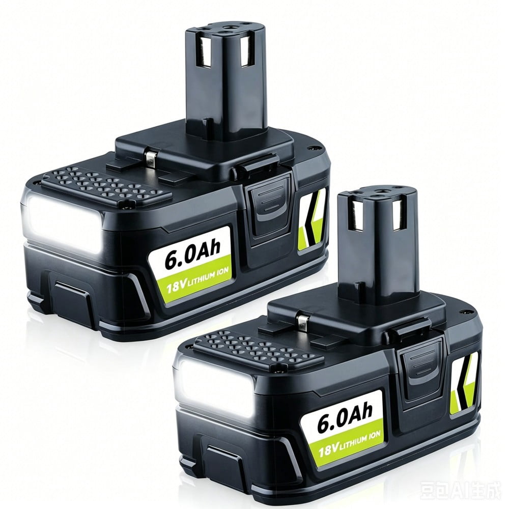 2Pack P108 18V 6.0Ah Lithium Battery Replacement for Ryobi 18V Battery P104 P108 P102 P103 P105 P107 P109 P122 BPL-1815 with LED Indicator Compatible with Ryobi 18V Cordless Power Tools