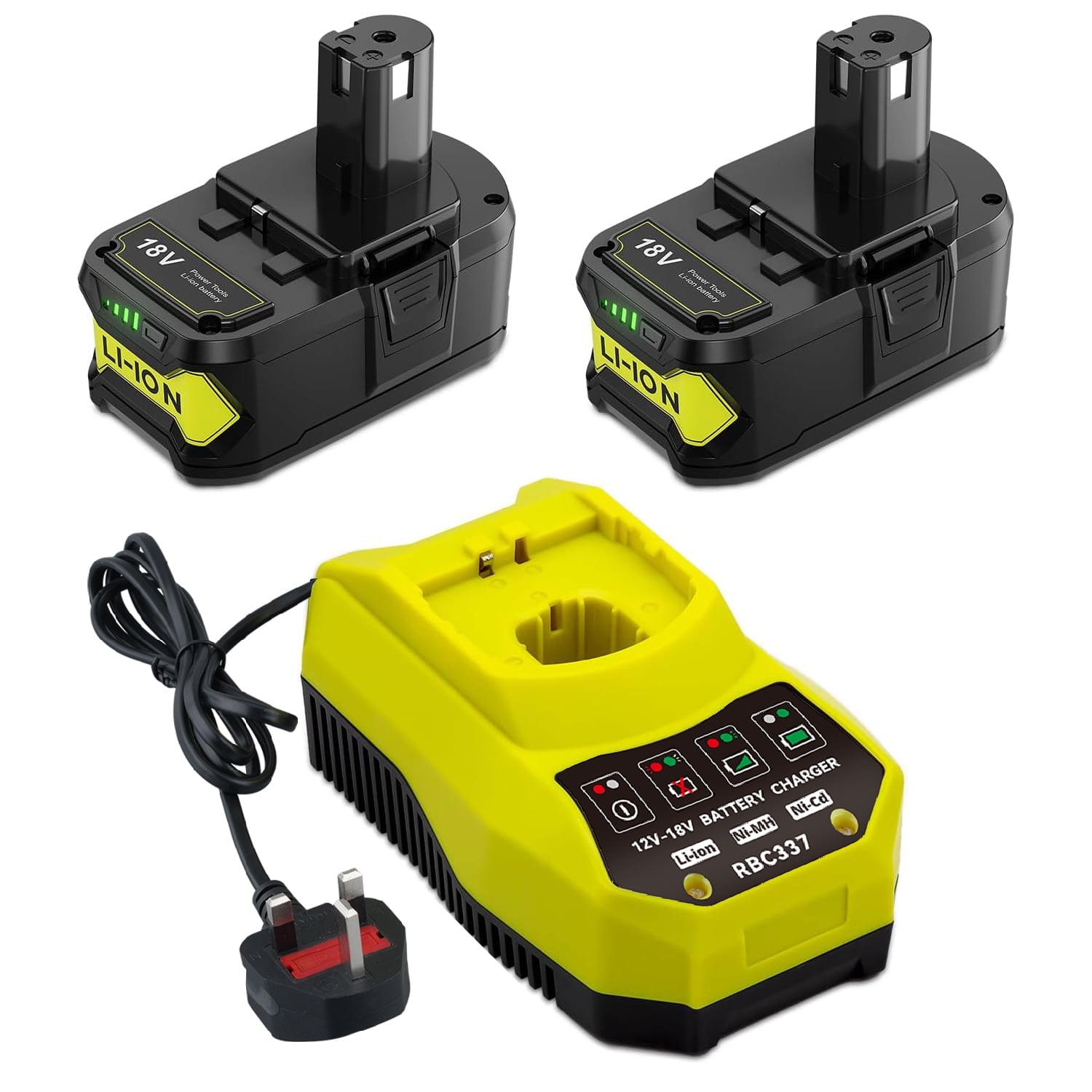 2Pack P108 18V 8.0Ah Replacement Ryobi 18V Batteries and Charger Kit, for ONE+ 18-Volt Lithium Battery P104 P105 P102 P103 P107 P108, with a P117 P118 Fast Charger for Ryobi Battery