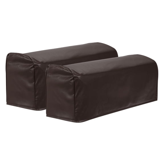 2Pack PU Leather Armrest Covers, Stretch Arm Slipcovers, Dark Coffee