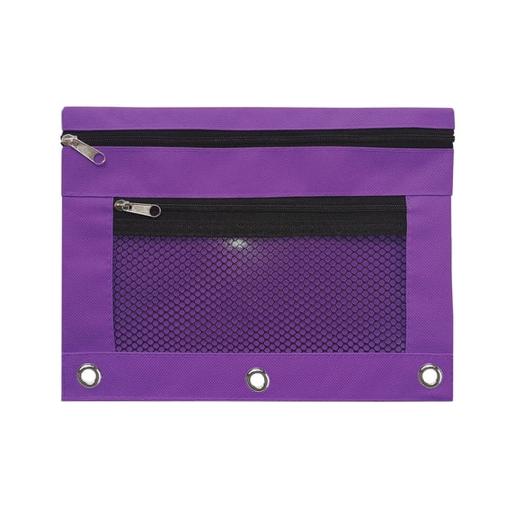 2Pack Pencil Pouch for 3 Ring Binder, Clear Pencil Case Bag with Smooth Zipper, Pen Organizer for Home, Office Supplies, Back to College Stationery, Purple