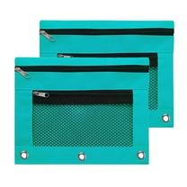 2Pack Pencil Pouches for 3 Ring Binder, Smooth Zipper 3 Ring Binder Pencil Pouch, Multi-Color Pencil Case for Binder, Clear Top Binder Pencil Pouch, Pencil Bag with 3 Re-enforced Grommets