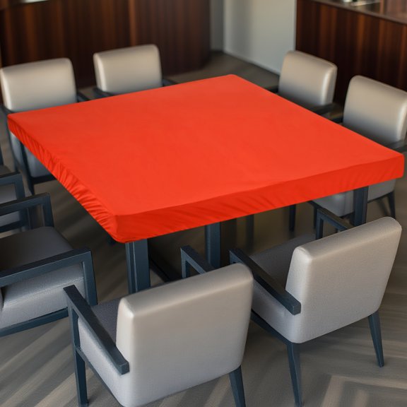 2Pack Picnic Table Cloth, 34"x34" Square Elastic Fitted Tablecloths, Orange