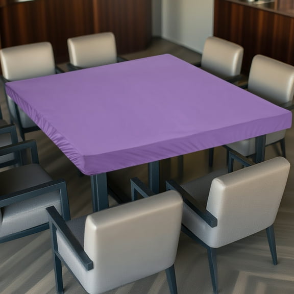 2Pack Picnic Table Cloth, 34"x34" Square Elastic Fitted Tablecloths, Purple