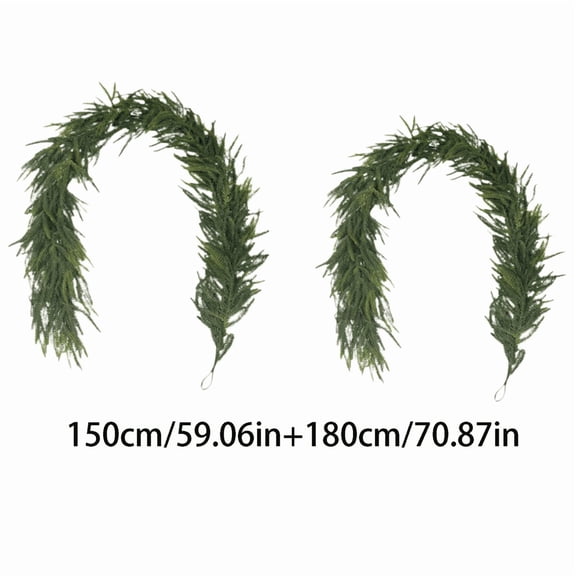 2Pack Pine Garland, Faux Norfolk Christmas Garland, Real Touch Table Decor with Life Like Pine Texture, Greenery for Mantle Styling, Holiday Decoration forFireplace or Entryway