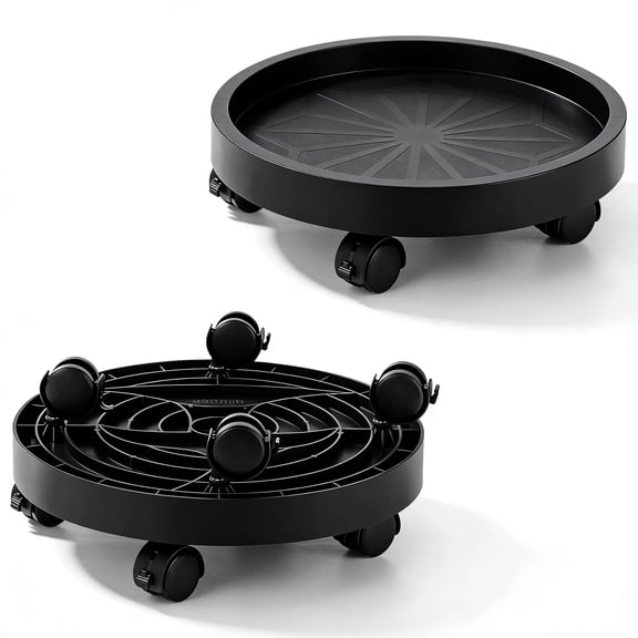 Plant Caddy with Wheels, Heavy-Duty Plant Dolly with 150 lbs Capacity, 360° Lockable Wheels for Large Plant Pots, Plant Stand for Indoor and Outdoor Use, Black