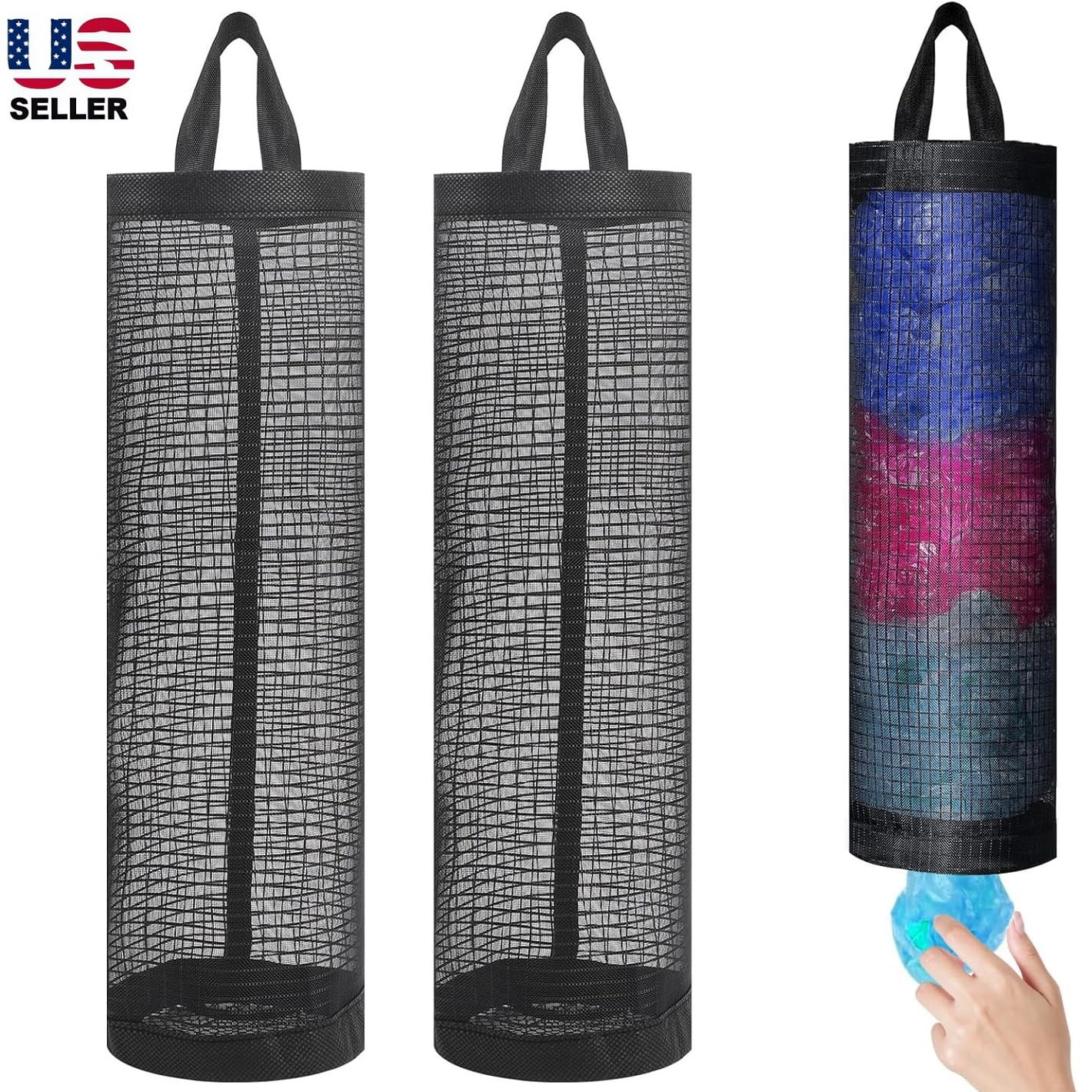 Kitchen Bag Organizer 2-Pack Grocery Bag Holder – Mesh Storage ...