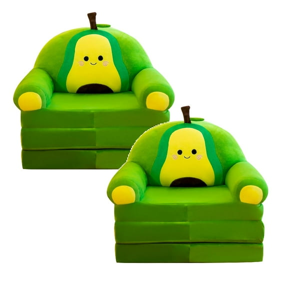 2Pack Plush Foldable Kids Sofa Backrest Armchair 2 In 1 Foldable Children Sofa Cute Cartoon Lazy Sofa Children Flip Open Sofa Bed For Living Room Bedroom Without Liner Filler Cushion Home Decor
