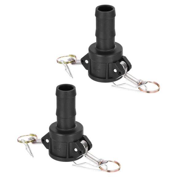 2Pack Polypropylene Type C Cam Groove Fitting, 1" x 1" Cam and Groove Hose Fitting with 2.24" Hose Shank Camlock, Poly Quick Conversion Connector with Spare Gaskets, Black