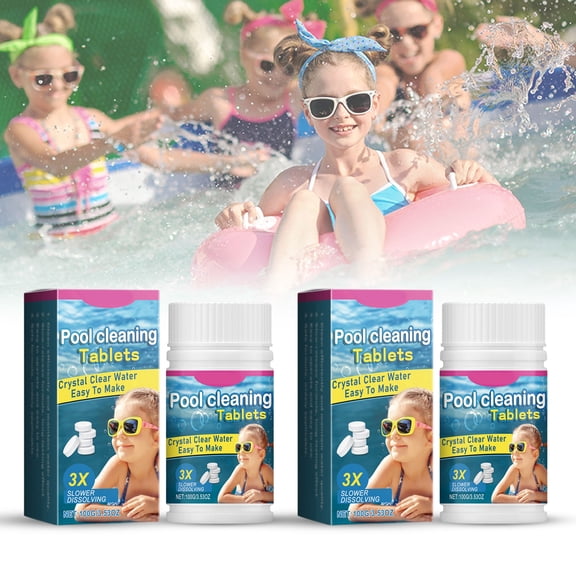 2Pack Pool Cleaning Tablets For Crystal Clear Water, Fast Acting Slow Dissolve Formula Above In Ground Pool Cleaner