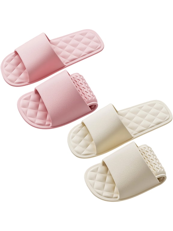 2Pack Portable Foldable Travel Slippers for Women - Lightweight EVA Non-Slip Slides - Palm-Sized Compact Shower & Beach Shoes