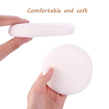 2Pack Powder Puff, Large Loose Powder Puff, Powder Puff for Body Powder, Ultra Soft Velour Body Powder Puff, White, Round