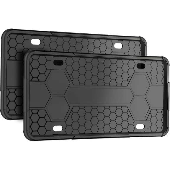 2Pack Premium Matte Black Silicone License Plate Frames, License Plate Holder, Universal Car License Plate Frame Cover for Women/Man, Brackets Rust-Proof, Weather & Rattle-Proof