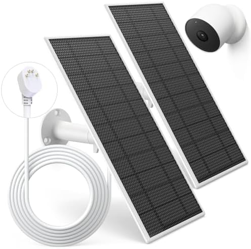 2Pack Premium Solar Panel for Google Nest Camera,5W Camera Solar Panel Charger with 13.1Ft Fast Charging Cable Work for Google Nest Cam Battery(No Camera) Outdoor & Indoor,IP66 Waterproof