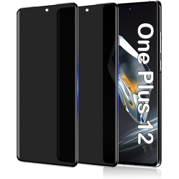 [2Pack Privacy screen protector for OnePlus 12,3D Curved, 9H Hardness,HD Tempered Glass Film, Anti-Spy Screen protector For OnePlus 12, black
