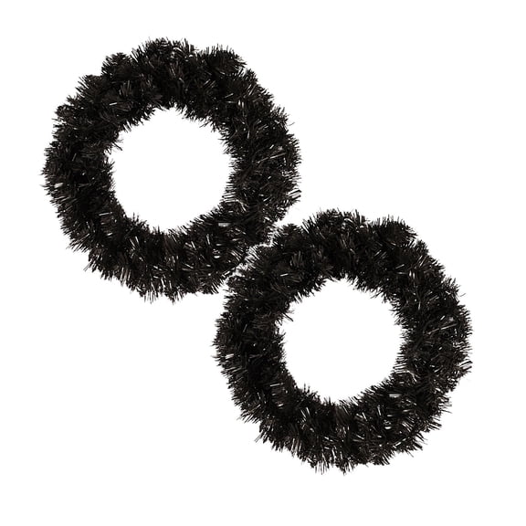 2Pack Pvc Illuminated Wreath Halloween Christmas Glamorous Black Trendy Led Vine Circle For Festive Decor