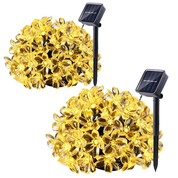 2Pack Somnr Christmas Solar String Lights,22.96ft 50 LED Solar Fairy Blossom Flower for Indoor/Outdoor,Patio,Lawn,Garden,Christmas,and Holiday Festivals Decorative Lights (Warm White)