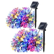 2Pack QiShi Landscape Solar String Lights,22.96ft 50 LED Waterproof Fairy String Lights Blossom Flower for Indoor/Outdoor,Patio,Lawn,Garden,Christmas,and Holiday Festivals Light (Multi Color)