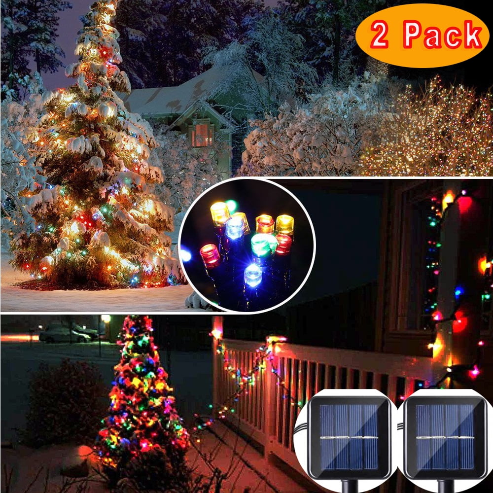 2Pack QiShi Solar Christmas Lights 39ft 100 LED Solar LED Lights Fairy ...