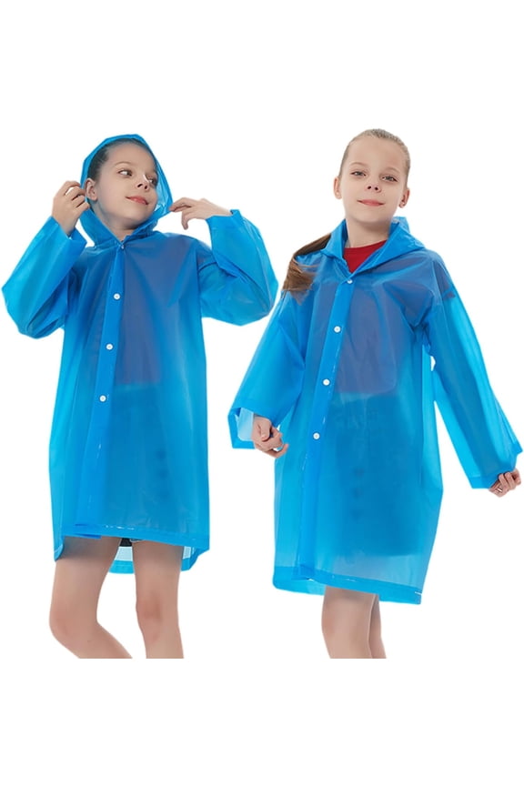 2Pack Rain Ponchos Raincoats for Kids, Reusable Boys Girls Rain Jackets Emergency with Hood for Family Travel Outdoor