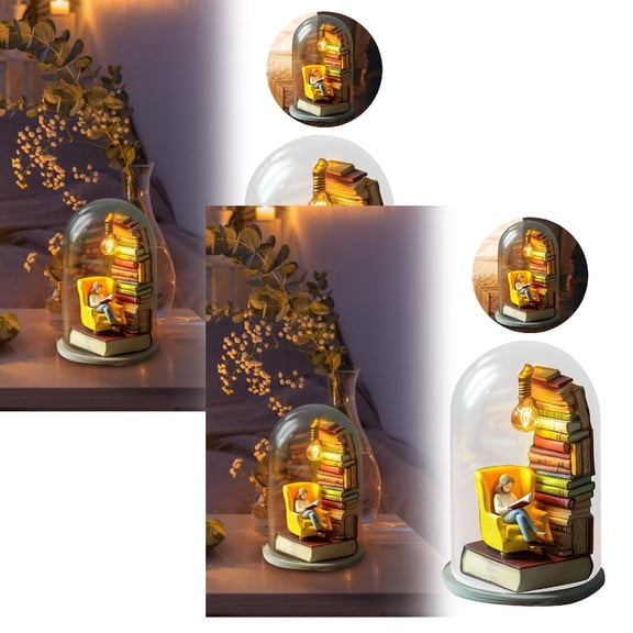 2Pack The Reader In The Test Tube Reader Night Lights Mini Reading Book Light Sculptures For Readers Librarians Bookworms Teachers Author Girl Night Lights Home Decor