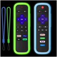 thumbnail image 1 of 2Pack Remote Control Cover fits for Roku Express 2021 | TCL Roku Silicone Protective Controller Sleeve Universal for Onn Roku TV | Hisense Roku Streaming Stick Remote Case Glow Blue&Green, 1 of 7
