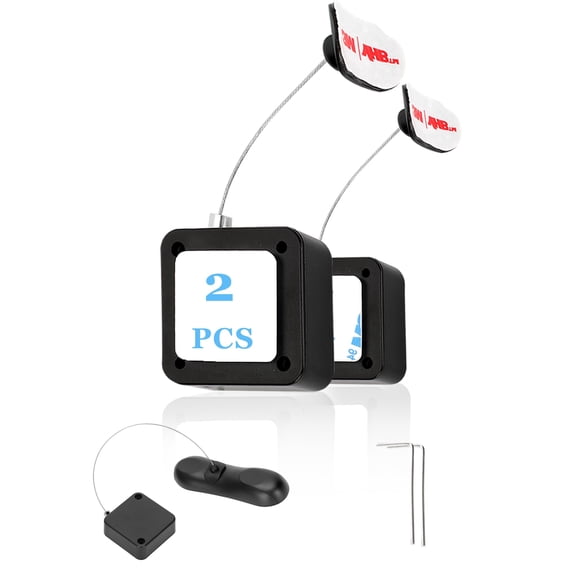 2Pack Remote Control Tether, 6.5 Ft Remote Control Leash, Retractable Safety Lock with Adjustable Lock Strap for TV Remotes, Game Controllers, and Tablets - Perfect for Showrooms