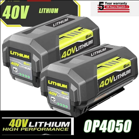 2Pack Replacement for Ryobi 40V Battery 6.0Ah OP40601 OP4075A OP40261 OP4040 OP4050A Compatible with Ryobi 40Volt Battery Cordless Tools